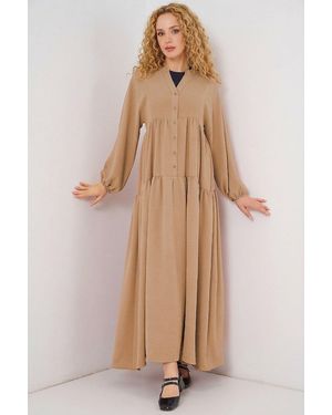 Bigdart Printed V-Neck Maxi Dress - Natural