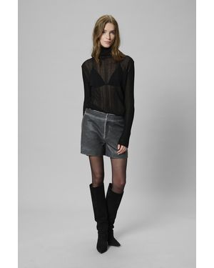 My Essential Wardrobe Leren Short Mwbibi Leren Short Loose Fit - Zwart