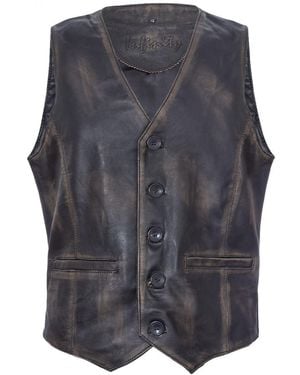 Infinity Leather Leather Waistcoat Formal Traditional Gilet Vest - Grey