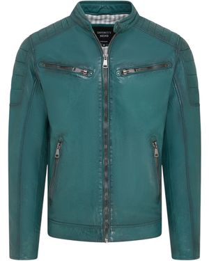 Infinity Leather Modern Classic Quilted Biker Jacket - Green