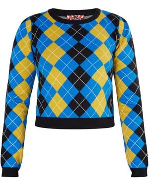 myMo Gebreide Trui Dames Zwart Blauw Veelkleurig