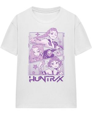 K-Pop Demon Hunters Ladies Huntr/X Panel T-Shirt - White