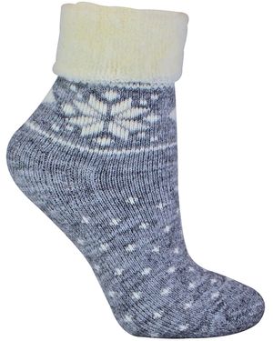 Sock Snob Ladies Wool Bed Socks With Fairisle Design - Blue