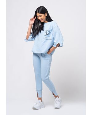 Tom Barron Dames Trainingspak Chain Met Oversized Top - Blauw