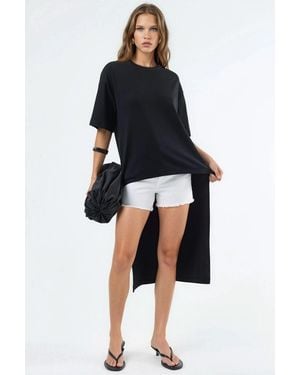 Busem Oversized Crew Neck Tunic With Slit - Blue