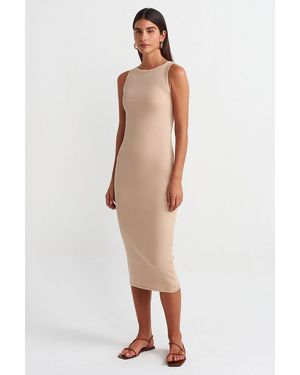 Dilvin Sleeveless Bodycon Midi Dress - White