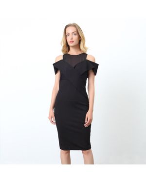 Smart & Joy Gemonteerde Jurk Bardot Halslijn - Zwart