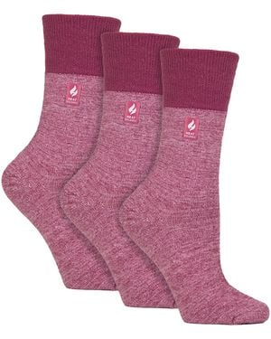 Gentle Grip 3 Pack Ladies Thermal Socks Warm Winter Crew With Brushed Inner - Purple