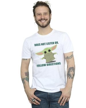 Star Wars The Mandalorian Grogu Does Not Listen T-Shirt Cotton - White