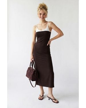 MixRay Sleeveless Bodycon Midi Dress With Slit - White