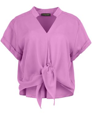 Conquista Lavendel Droom Viscose Blouse Met Striksluiting - Paars
