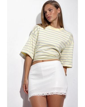 Busem Hooggetailleerde Bodycon Pailletten Minirok - Wit
