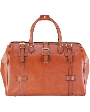 Infinity Leather Genuine Duffle Holdall Vintage Travel Gym Bag - Red