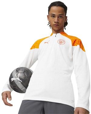 PUMA Manchester City Fc-Trainingsshirt Met Kwartritssluiting Voor (Marmeren) - Wit