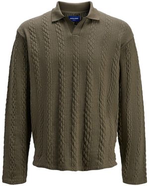 Jack & Jones Jack And Jones Herentrui Met Kabelpatroon, Normale Pasvorm En Lange Mouwen (Zeeschildpad) - Groen