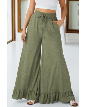 Azura Exchange Rimpelrand Brede Pijpen Broek - Groen