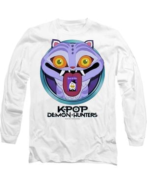 K-Pop Demon Hunters Adult Save The Date Derpy Tiger Cartoon Long-Sleeved T-Shirt - White