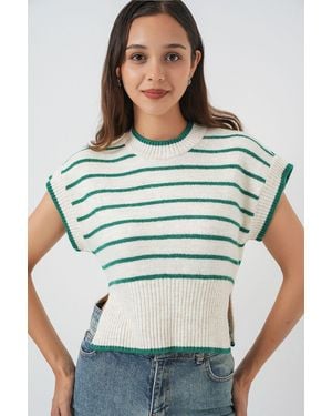 Bigdart Striped Knit Jumper Vest - Green