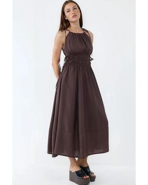 Busem Ruched Strap Midi Dress - Purple