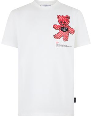 Philipp Plein T-Shirt Met Ronde Hals En Korte Mouwen Teddy - Wit