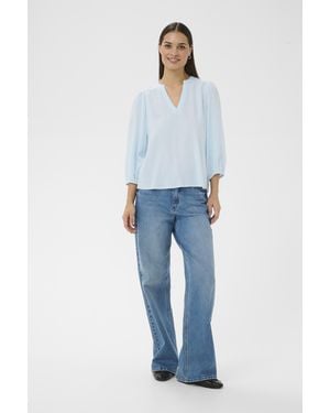 Kaffe Blouse Met Korte Mouwen Kamilia Blouse Met Korte Mouwen Regular Fit - Blauw