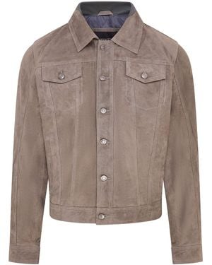Infinity Leather Goat Suede Jacket- Nurmes - Brown