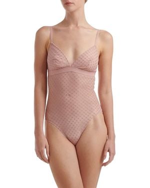 Wolford Bodysuit Voor Met Geborduurde Driehoekige Cups - Roze