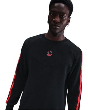 Nike Sweatshirt Met Ronde Hals En Normale Pasvorm, Raglanmouwen (Zwart, Rood)