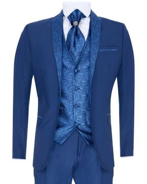 TruClothing 4 Piece Tailored Wedding Suit Canvas - Blue