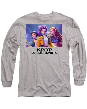 K-Pop Demon Hunters Adult Heroic Huntrix Huntr/X Long-Sleeved T-Shirt (Heather) - Grey