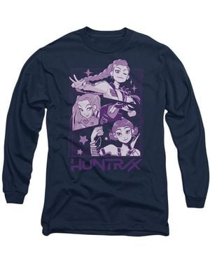 K-Pop Demon Hunters Adult Huntr/X Panel Long-Sleeved T-Shirt - Blue