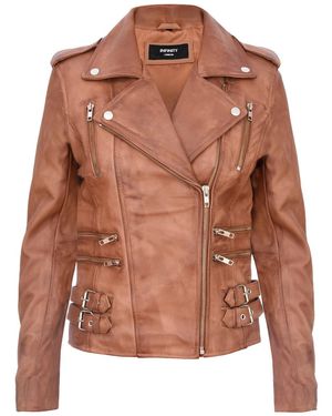 Infinity Leather Brando Biker Jacket-Loddon - Brown