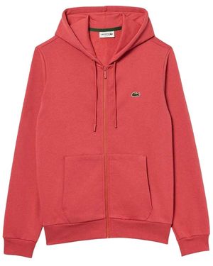 Lacoste Klassieke Herenhoodie Met Doorlopende Ritssluiting - Rood
