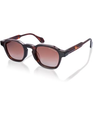 Infinity Leather De-Gamme Geometric Frame Square Polarized Sunglasses - Red