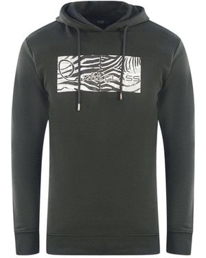 Roberto Cavalli Zebra Print Logo Hoodie Cotton - Grey