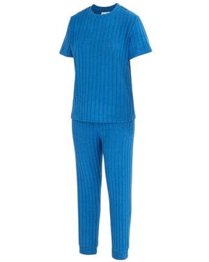 Miso Pyjamaset Met Korte Mouwen Van Katoenmix Voor - Blauw