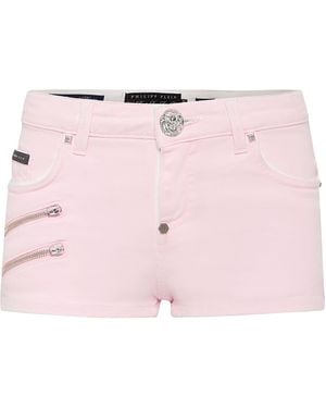 Philipp Plein Denim Korte Broek - Roze
