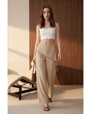 My Fashion High-Waist Wide-Leg Crepe Trousers - Brown
