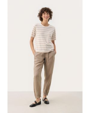 Part Two T-Shirt Regular Fit French Oak And Stripe - Naturel