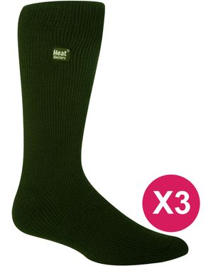 Heat Holders 3 Pack Multipack Insulated Thermal Socks For Winter - Green