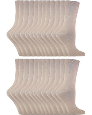 Sock Snob 24 Pairs Ladies Plain Cotton Rich Dress Socks - Natural