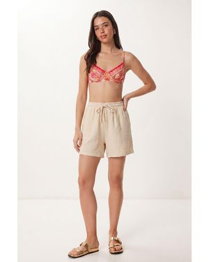 Happiness İstanbul High Waist Wide Leg Cotton Shorts - Natural