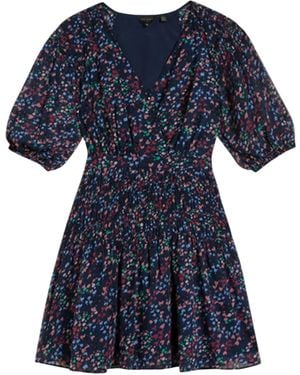 Ted Baker Casadee Mini Smock Panel Wrap Dress (Marine) - Blauw