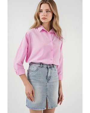 Bigdart High Waist Denim Mini Skirt With Pockets - Pink