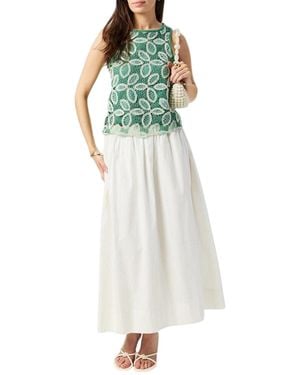 Vero Moda Damesblouse Met Kanten Rand, Ronde Hals En Zonder Mouwen (Berk) - Groen