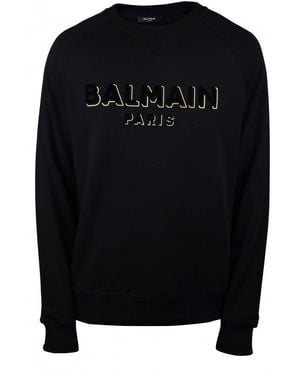 Balmain Sweater Met Metallic Logo - Zwart