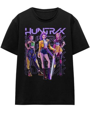 K-Pop Demon Hunters Ladies Huntr/X Group Pose T-Shirt - Black