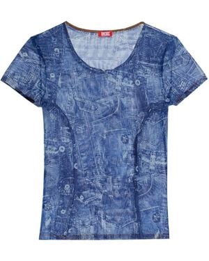 DIESEL T-Shirt À Logo Imprimé - Bleu