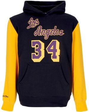 Mitchell &amp; Ness Hoodie Nba Fashion Fleece Hoodie 2004 No 34 Shaquille O'Neal Hardwood Classics Loslak - Blue