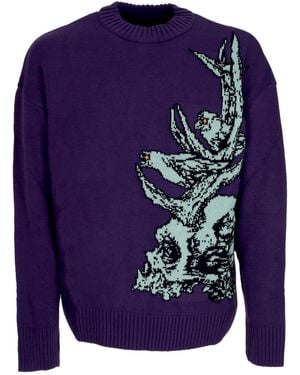 DOLLY NOIRE Druid Skull Pullover Herrenpullover - Blau